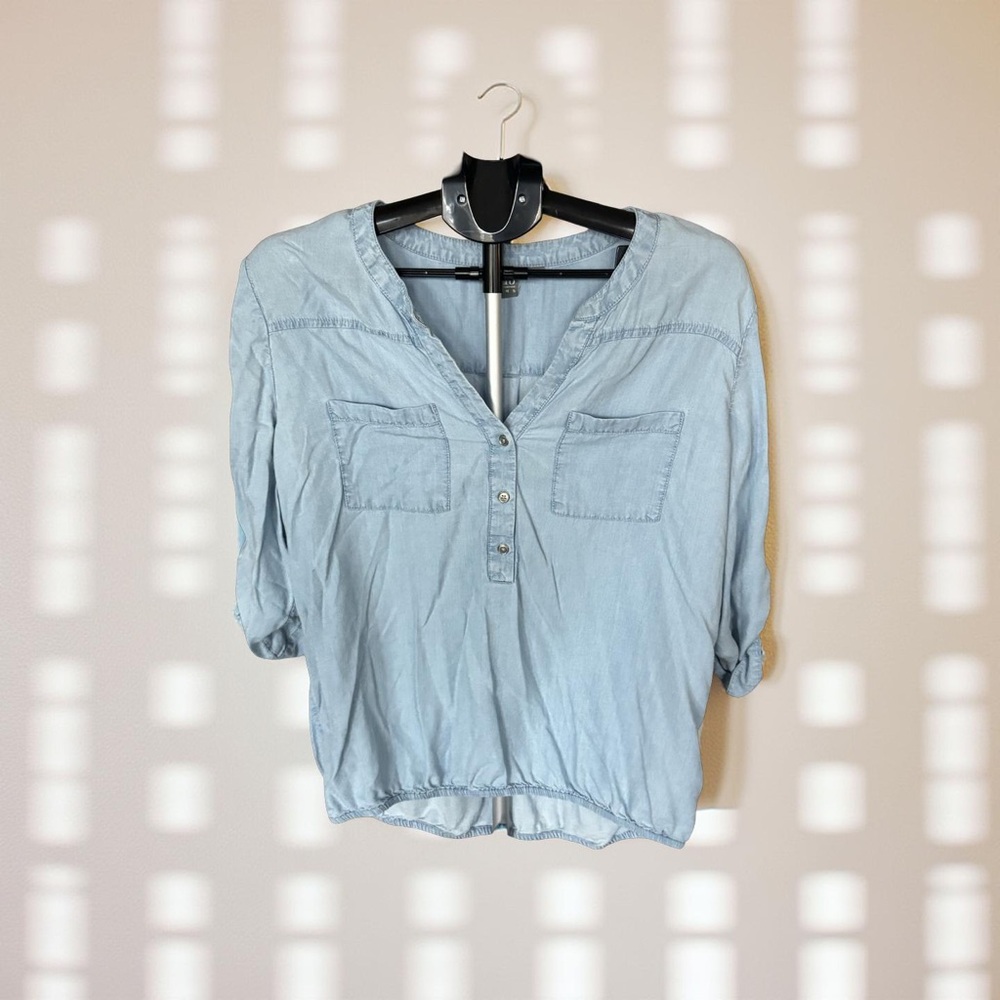 Soho Light Blue Blouse with Button Detail